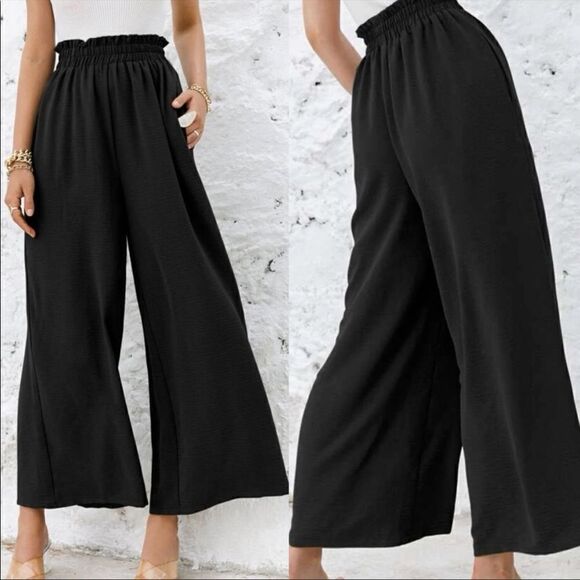 Boho Wide Leg High Waist Flowy Pants - Picture 3 of 13